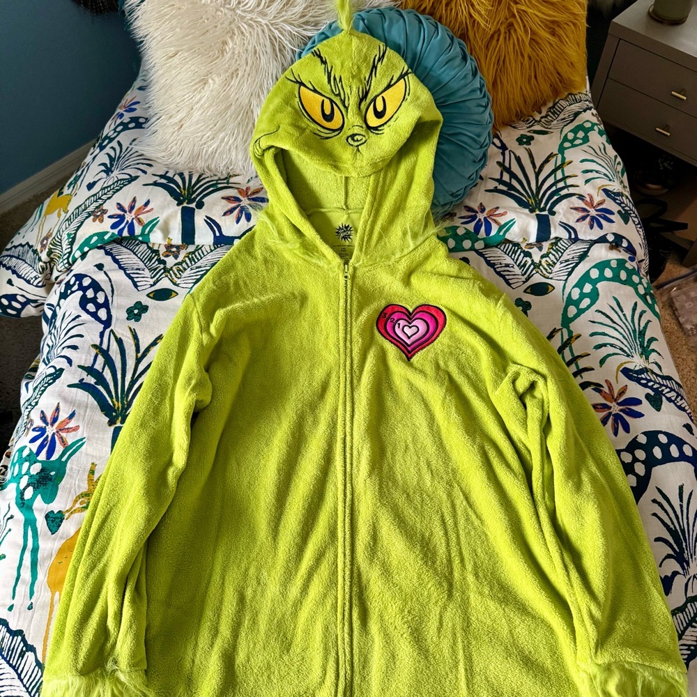 Unisex Adult Grinch Fleece Onsie